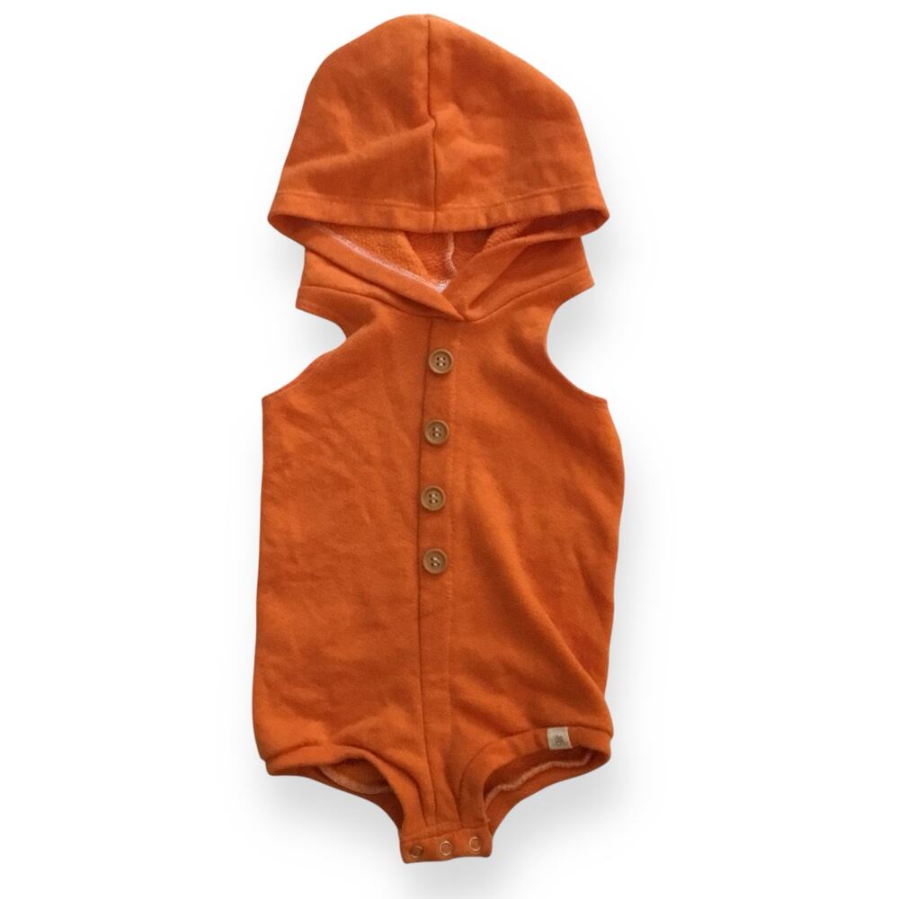 Lulu + Roo orange hooded romper